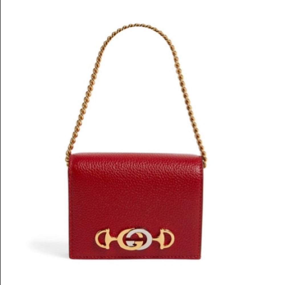Gucci Zumi limited edition card case wallet with chain